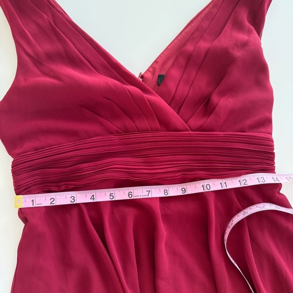 EVER PRETTY Chiffon Burgundy Ruched Waist Pixie Asymmetric Hem Dress 8 Faerie - Picture 8 of 10